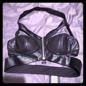 Leather look bra top
